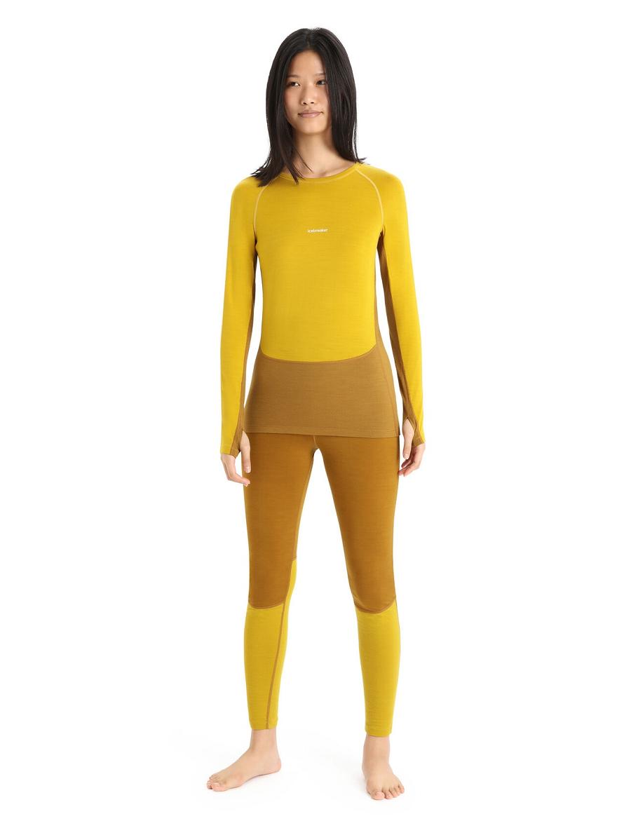 Silent Gold / Clove Icebreaker 200 ZoneKnit™ Merino Long Sleeve Crewe Women's One Piece & Sets | AU 1805ILHS